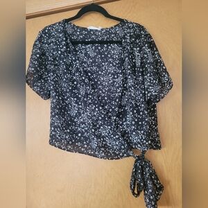 Black and White Floral Blouse